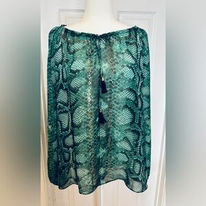 Altuzarra For Target Green Snake Print Gold Sequin Front Blouse Sz Small Petite
